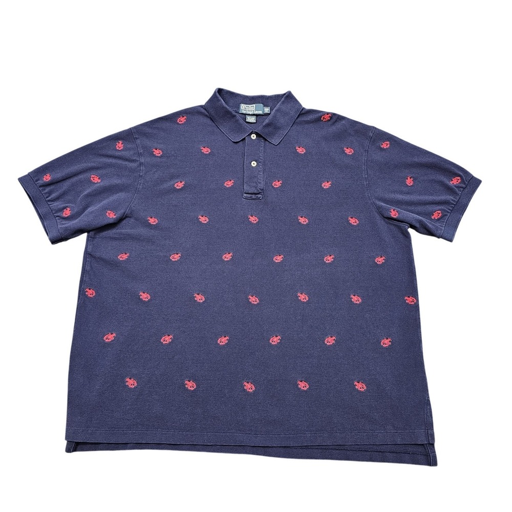 Vintage Polo Ralph Lauren Lobster Polo Shirt Mens 2XB Blue Preppy  90's